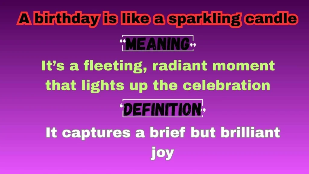 A birthday is like a sparkling candle