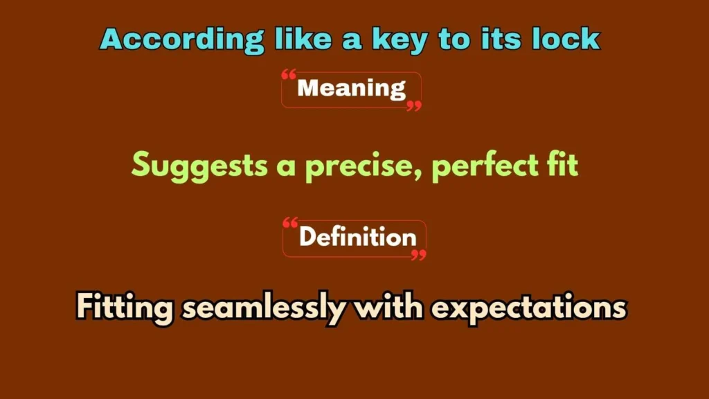 According like a key to its lock