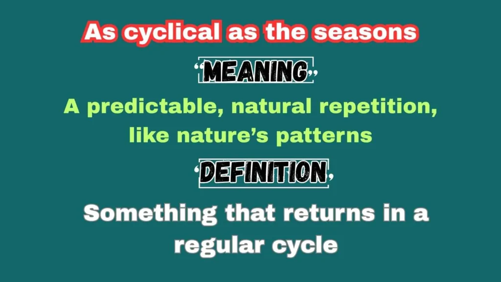 As cyclical as the seasons