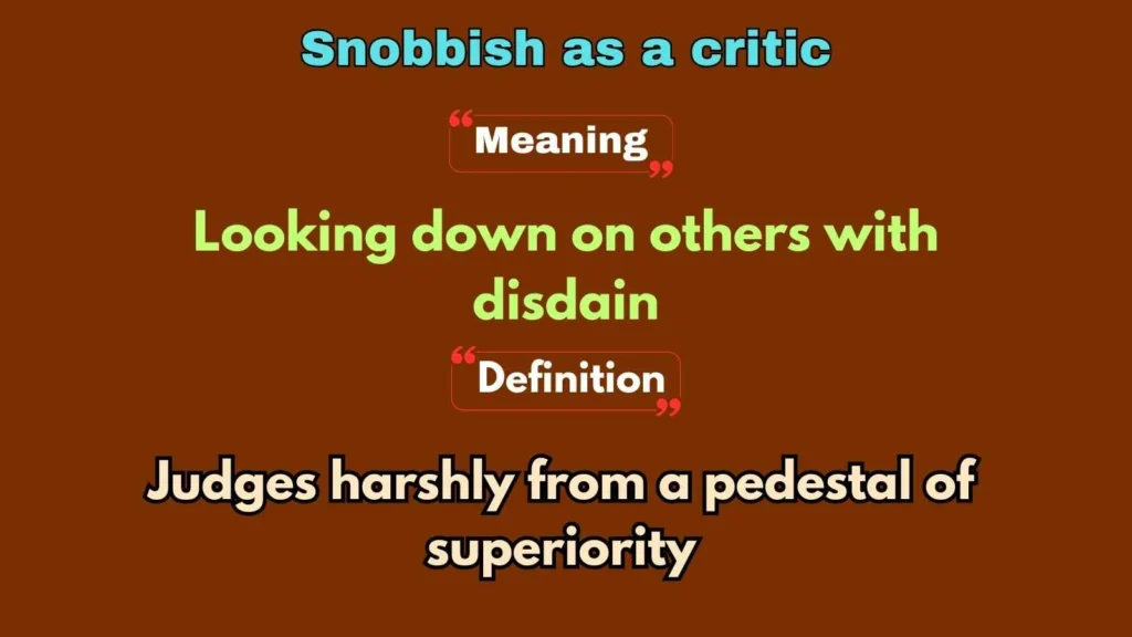 Snobbish as a critic