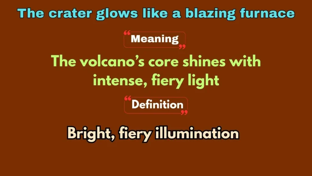 The crater glows like a blazing furnace