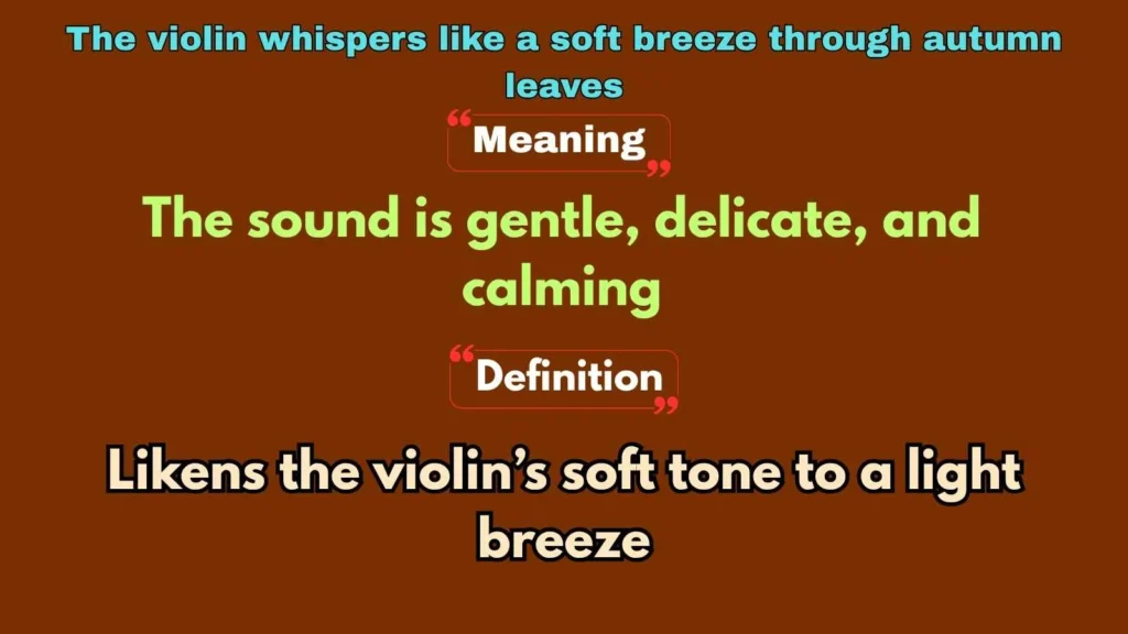 The violin whispers like a soft breeze through autumn leaves