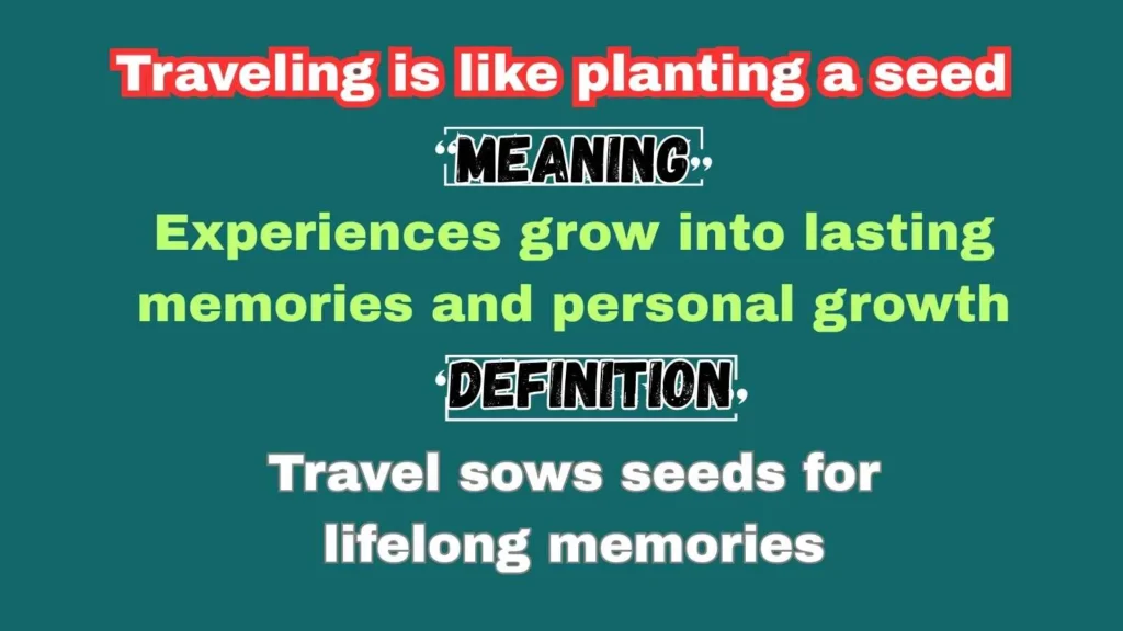 Traveling is like planting a seed